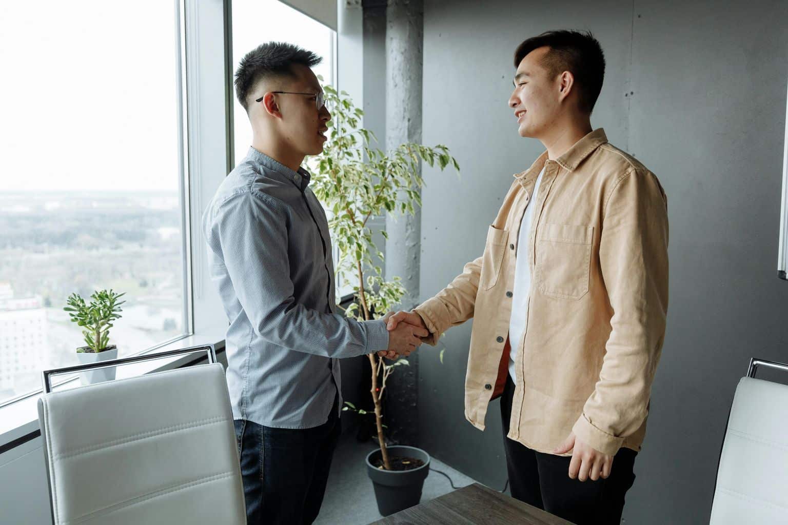 Men Shaking Hands at the Office